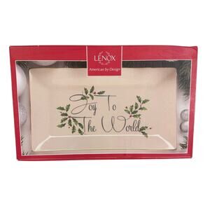 NIB Lenox Holiday Joy To The World Rectangular Sentiment Tray 11" Porcelain